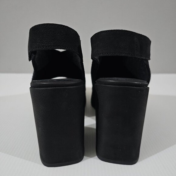 NEW Eileen Fisher Cue Sandal 11 Black Stretch Knit Slingback Chunky Platform - Picture 9 of 13